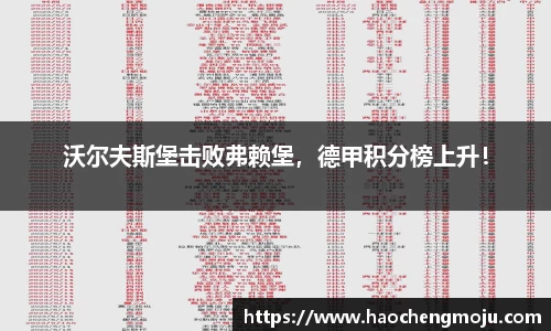 沃尔夫斯堡击败弗赖堡，德甲积分榜上升！